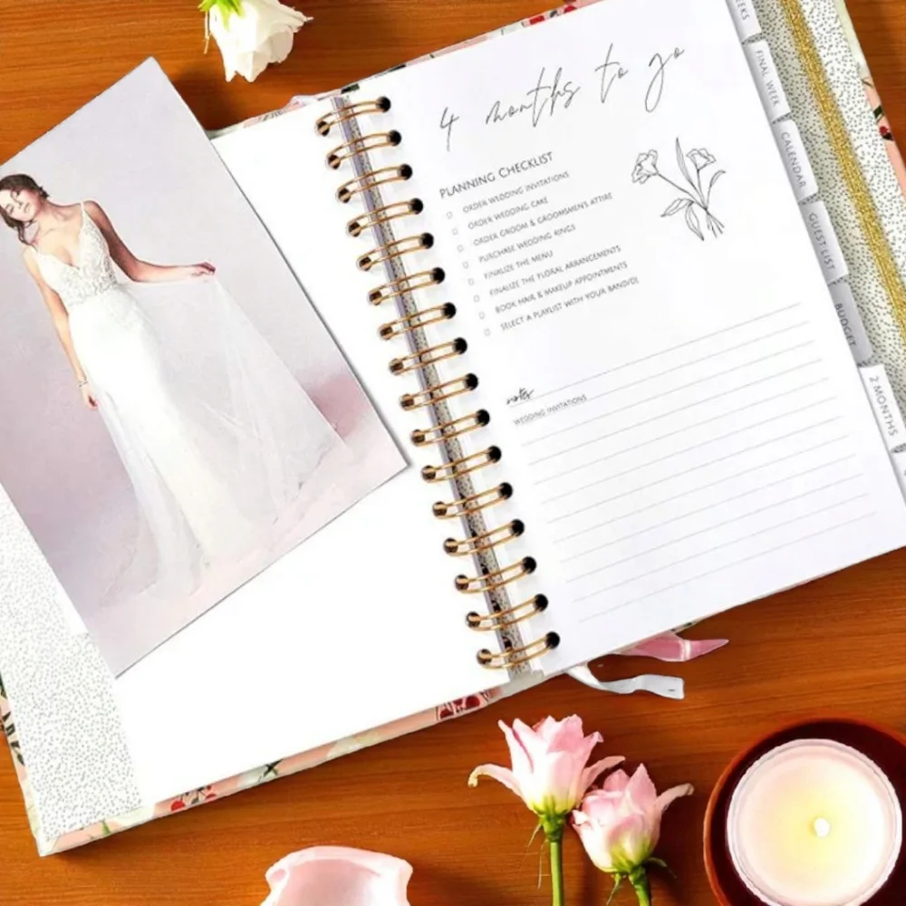 12 Month Wedding Planner With Floral Print.